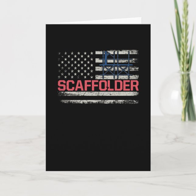 Cartão Scaffolder USA Flag Scaffolding Builder (Frente)