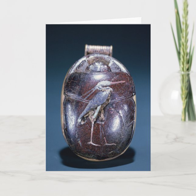 Cartão Scarab with Heron, from Tomb of Tutankhamun (Frente)