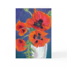 Scarlet Poppies Oil Pastels Birthday Card