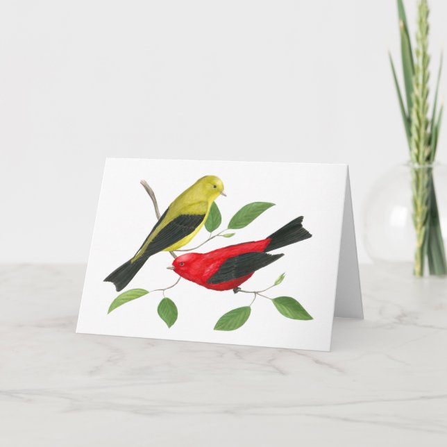 Cartão Scarlet Tanager Wildlife Art Card (Frente)