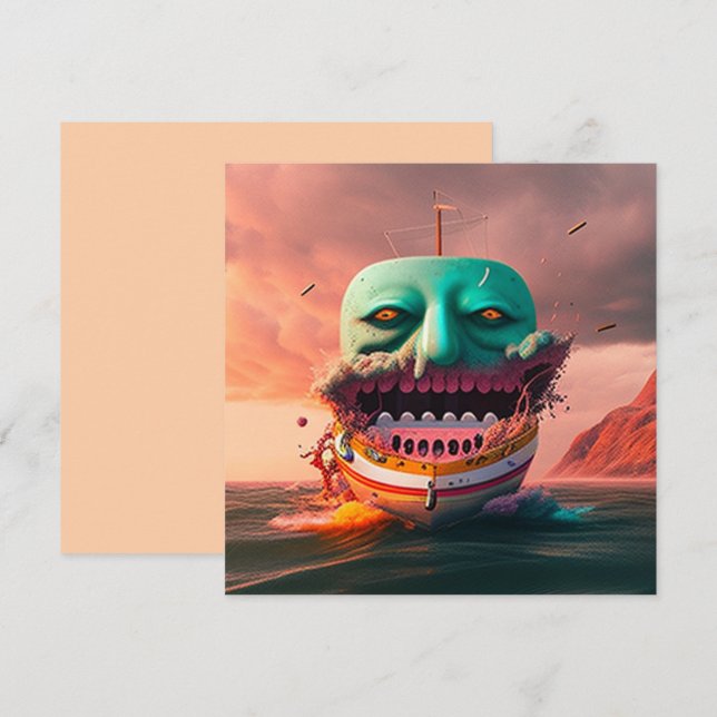 Cartão Scary Boat (Frente/Verso)