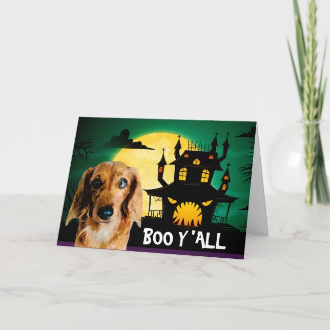 Cartão Scary Dachshund Halloween (Frente)