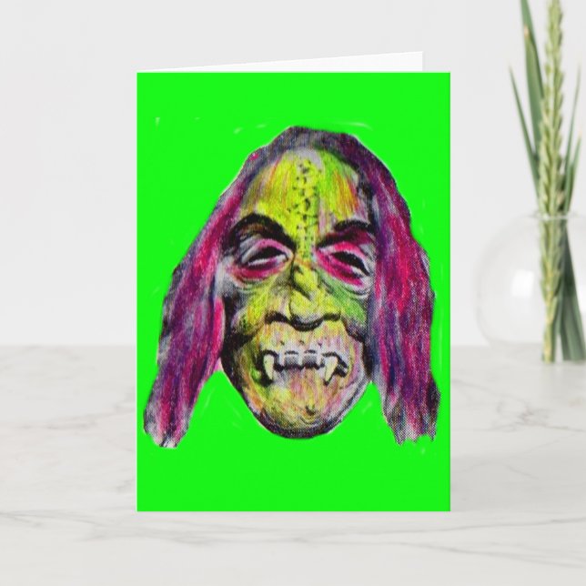 Cartão scary fiendish horror monster portrait (Frente)