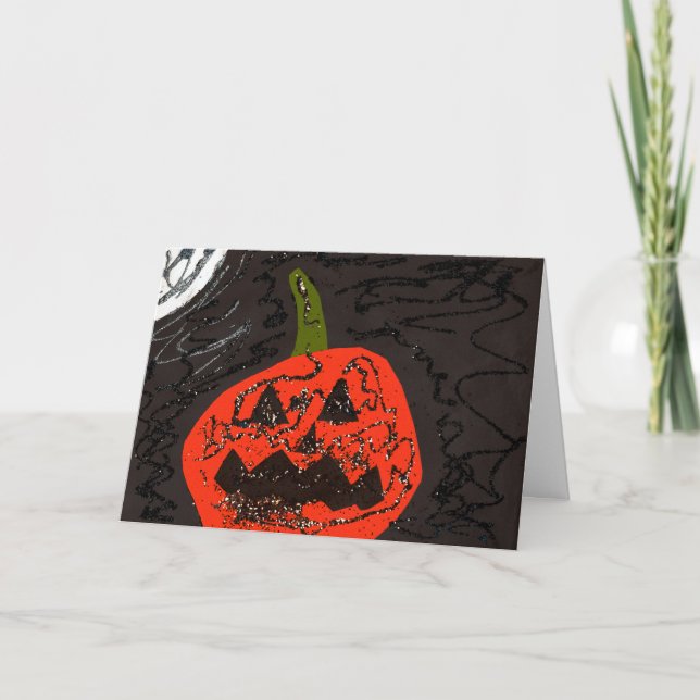 Cartão Scary Glitter Jack o' Lanterna (Frente)