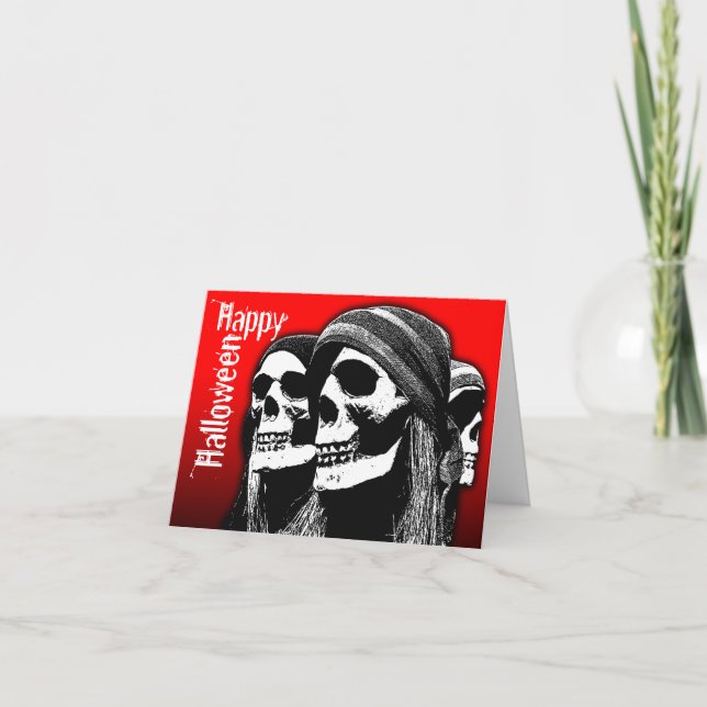 Cartão Scary Surprise Halloween Card Pirate Skull 1 (Frente)