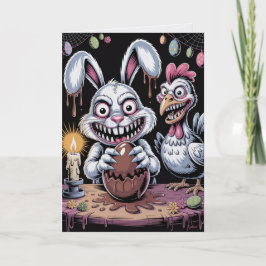Cartão Scary Surreal Horror Easter Card Dark Holiday 