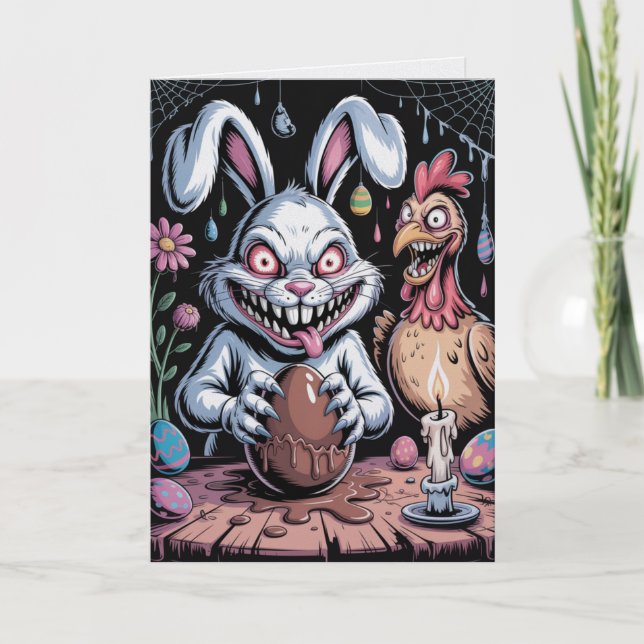 Cartão Scary Surreal Horror Easter Card Dark Holiday  (Frente)