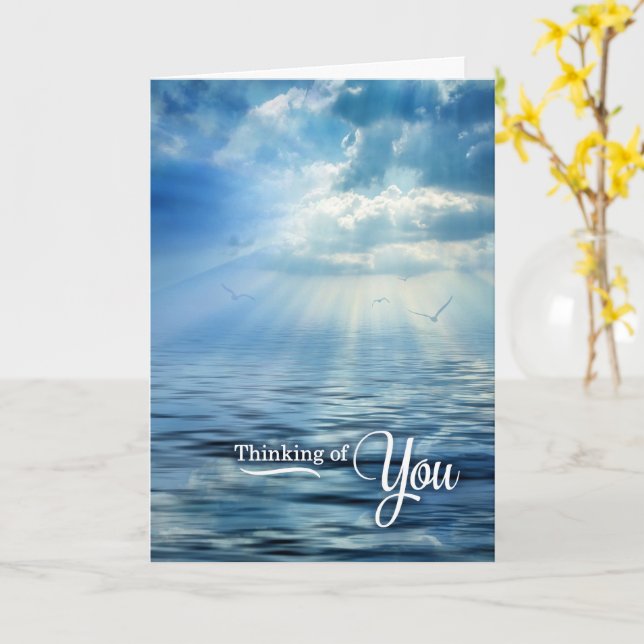 Cartão Scenic Ocean View Cloud Reflection Thinking of You (Flor Amarela)