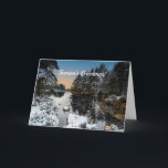 Cartão Scenic Winter Scottish Loch At Christmas<br><div class="desc">A Scottish Scenic Winter Christmas card of a magical Scottish loch in the Rothiemurchus Forest in the Cairngorms National Park, during a beautiful winter sunset. An area of outstanding natural beauty. The card features a loch surrounded by a snow covered pine forest The photography was provided by Reg K Atkinson...</div>
