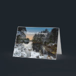 Cartão Scenic Winter Scottish Loch At Christmas<br><div class="desc">A Scottish Scenic Winter Christmas card of a magical Scottish loch in the Rothiemurchus Forest in the Cairngorms National Park, during a beautiful winter sunset. An area of outstanding natural beauty. The card features a loch surrounded by a snow covered pine forest The photography was provided by Reg K Atkinson...</div>