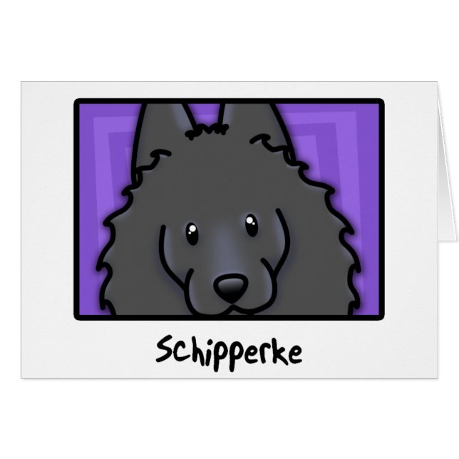 Cartão Schipperke quadrado dos desenhos animados (Frente Horizontal)