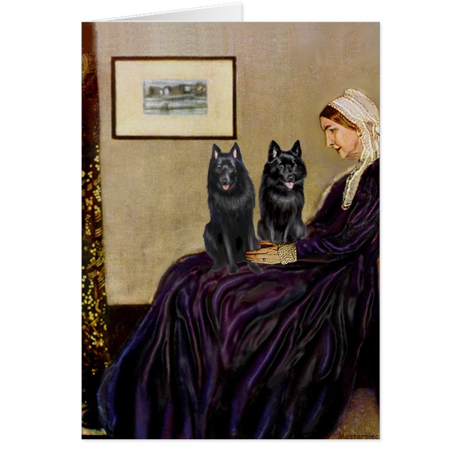 Cartão Schipperkes (dois) - Mãe dos Whsitlers (Frente)