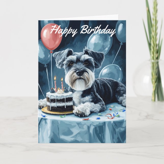 Cartão Schnauzer Birthday (Frente)