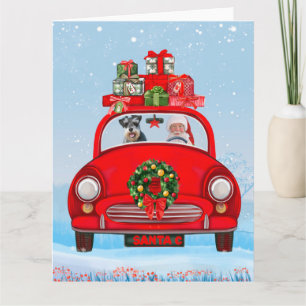 Cartão schnauzer Cachorro No Carro Com Papai Noel