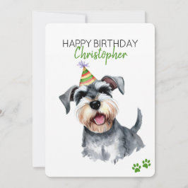 Cartão Schnauzer Cachorro Personalizado Feliz Aniversário