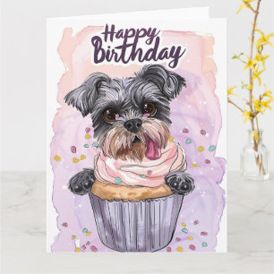 Cartão Schnauzer Cartoon Anime Cupcake Patas