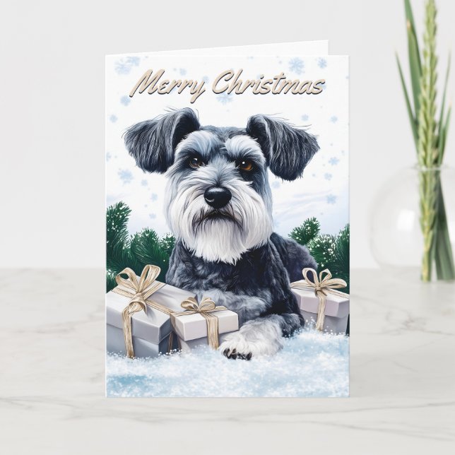 Cartão Schnauzer Christmas (Frente)