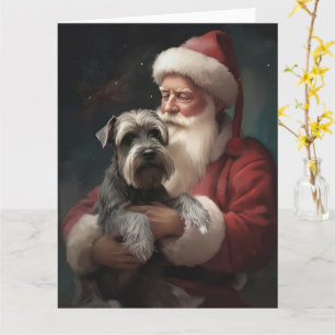 Cartão Schnauzer Com Papai Noel Natal Festivo