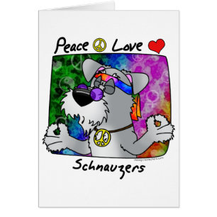 Cartão Schnauzer do amor da paz dos desenhos animados