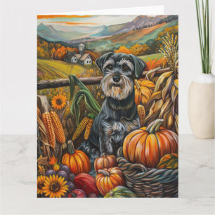 Cartão Schnauzer Dog Autumn Harvest Ação de Graças