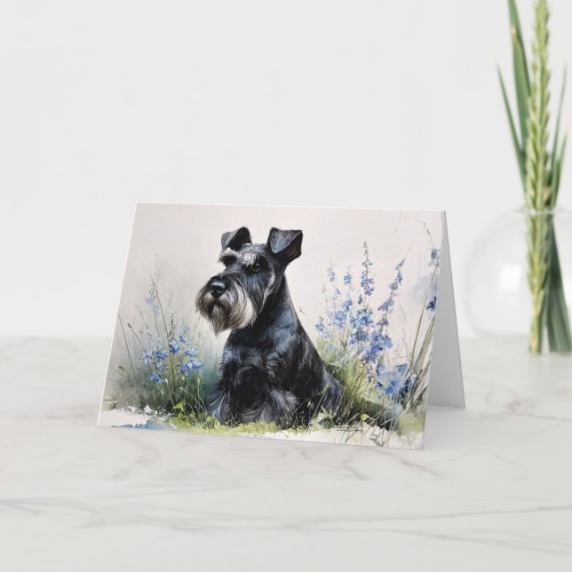 Cartão Schnauzer em Aquarela (Frente)