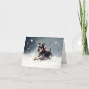 Cartão Schnauzer miniatura Natal neve inverno