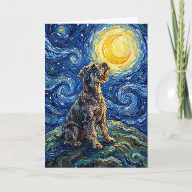 Cartão Schnauzer Starry Night Painting (Frente)