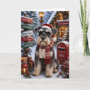 Cartão Schnauzer Vila de Natal Polo Norte Cachorro de Nat