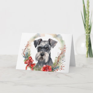 Cartão Schnauzer Wreath Festivo Pup