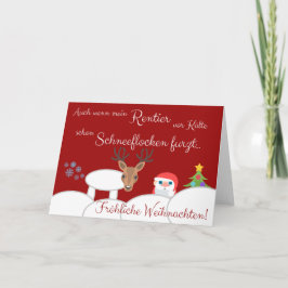Cartão Schneeflocken furzendes Rentier zu Weihnachten!