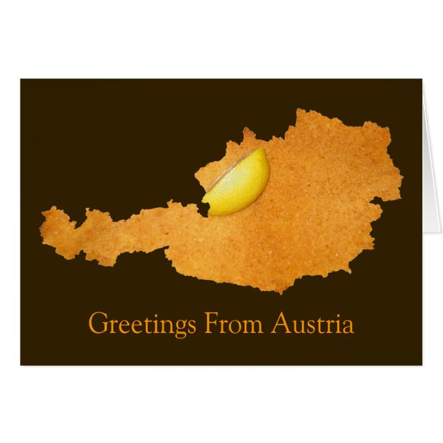 Cartão Schnitzel Vienense - Mapa da Áustria (Frente Horizontal)