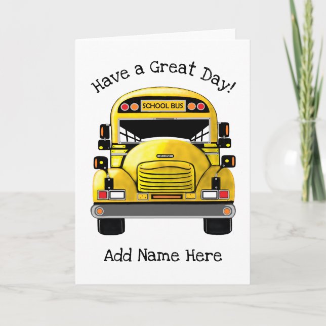 Cartão School Bus Personalized Greeting Card (Frente)