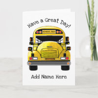 School Bus Personalized Greeting Card