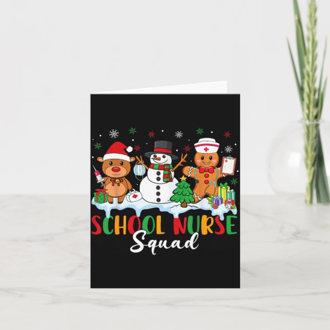 Cartão School Nurse Squad Reindeer Snowman Gingerbread Ch (Frente)