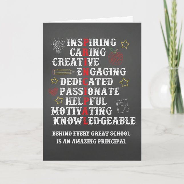 Cartão School Principal Appreciation Thank You Chalkboard (Frente)