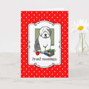 Cartão School Teacher Old English Sheepdog (Gray 1) Cute