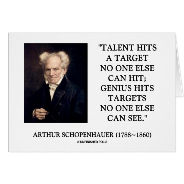 Cartão Schopenhauer Talent Genius Atinge Alvos Ninguém Vê (Frente Horizontal)