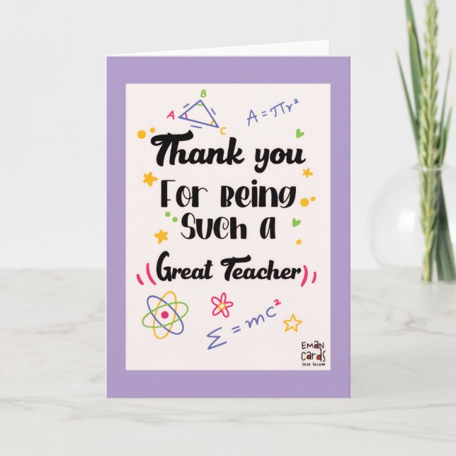 Cartão Science and Maths Teacher - Thank you (Frente)