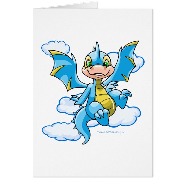 Cartão Scorchio azul com sua cabeça nas nuvens (Frente)