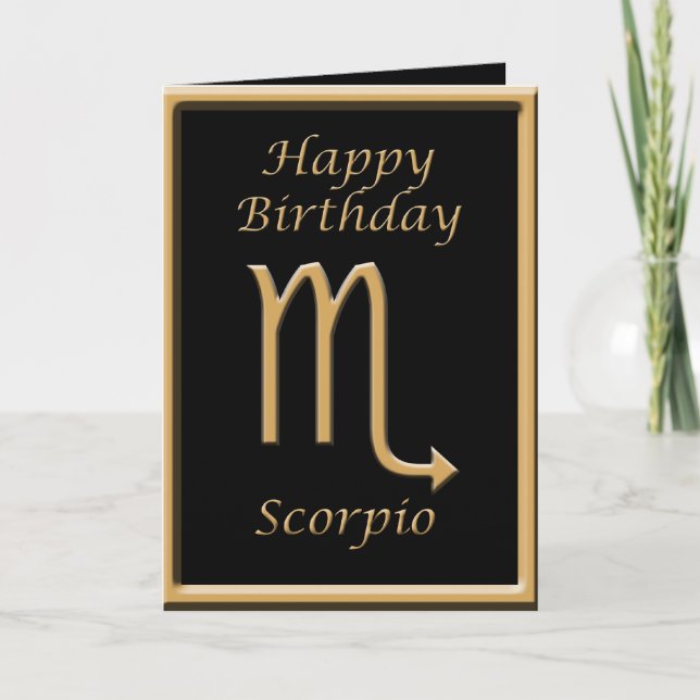 Cartão Scorpio Dourado Símbolo Black Birthday (Frente)