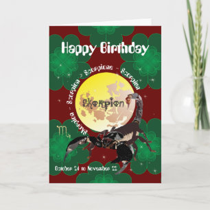 Cartão Scorpio October 24 to November 22 Greeting Card