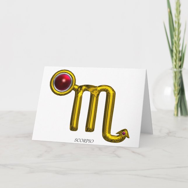 Cartão SCORPIO Zodiac Aniversário da Granada Vermelha (Frente)