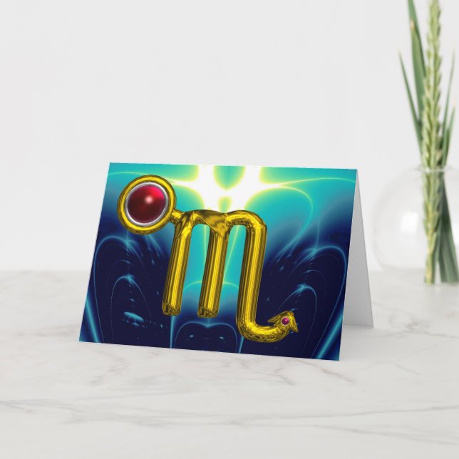 Cartão SCORPIO Zodiac Aniversário da Granada Vermelha (Frente)