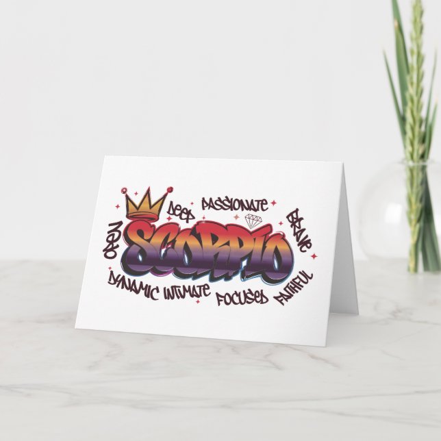 Cartão Scorpio zodiac graffiti (Frente)