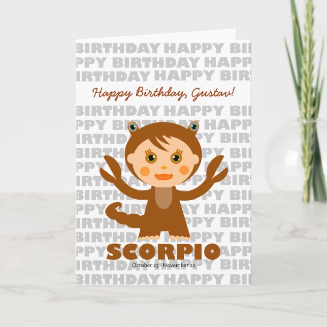 Cartão Scorpio Zodiac - Sinal de Aniversário (Frente)