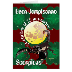 Cartão Scorpione 24 al ottobre 22 nov. Biglietti d'auguri