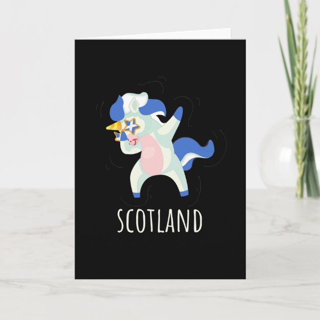 Cartão Scotland Flag Dabbing Unicorn (Frente)
