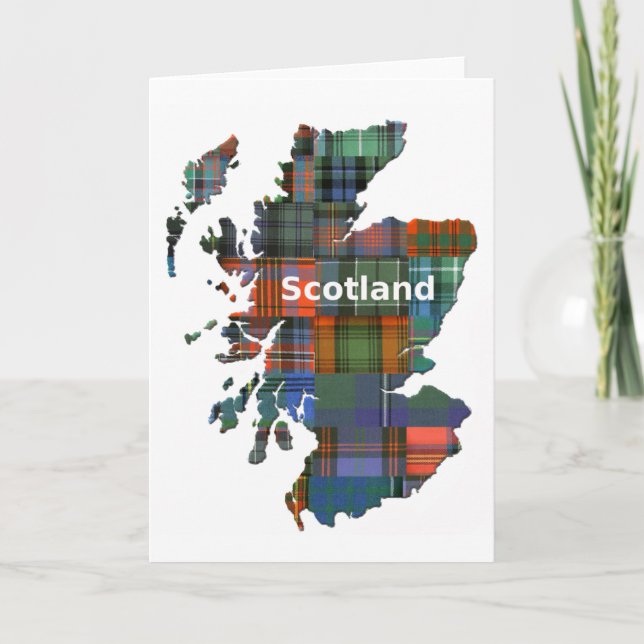 Cartão Scotland Map Multi Tartan (Frente)