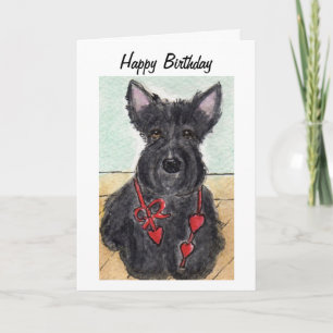 Cartão Scottie dog Scottish terrier aniversariante art