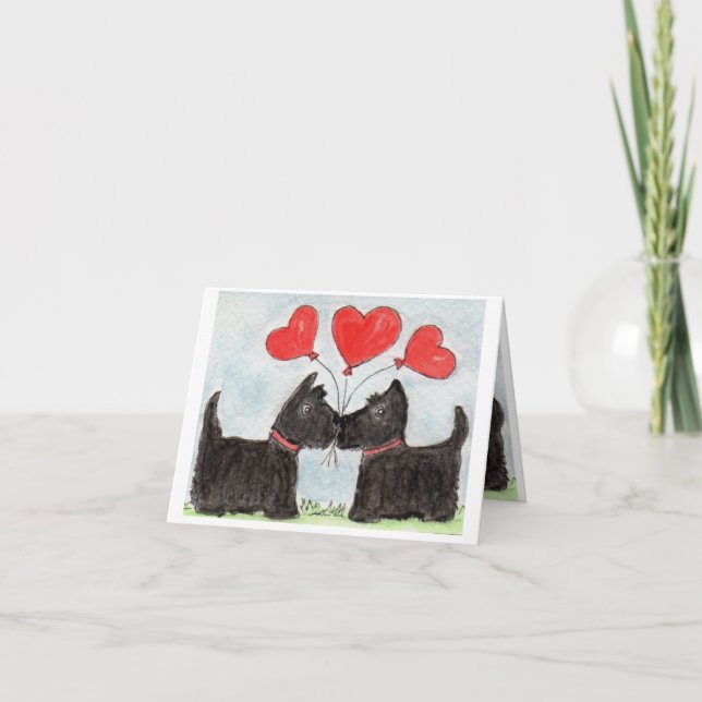 Cartão Scottie Dog Scottish Terrier art Notecard (Frente)